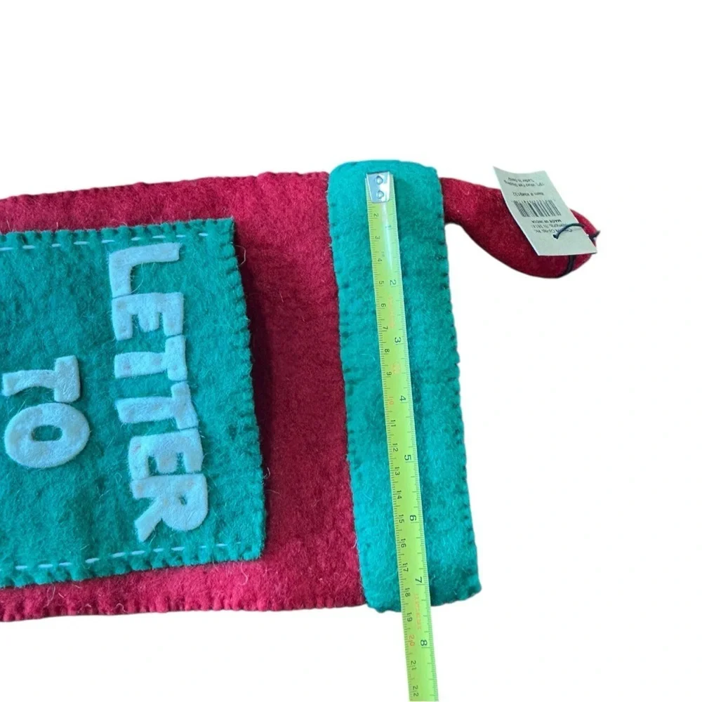 WOOL CHRISTMAS STOCKING LETTER TO SANTA Pocket Felt 19” red green - Picture 7 of 11